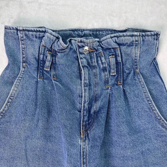 ZARA Paperbag Waist Tapered Jeans | High Rise Blue Denim | Women’s 4 - Picture 7 of 13
